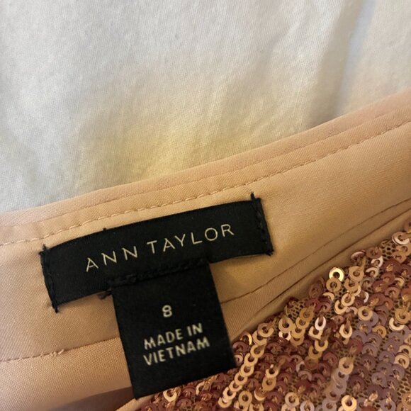 Ann Taylor Rose Gold Sequin A-line Dress Size 8 - Picture 4 of 7